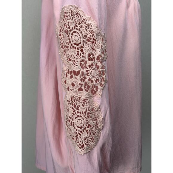Loft Women’s Large 100% Rayon Feminine Blouse 3/4 Lace Sleeves Pink/Peach READ - Picture 4 of 16